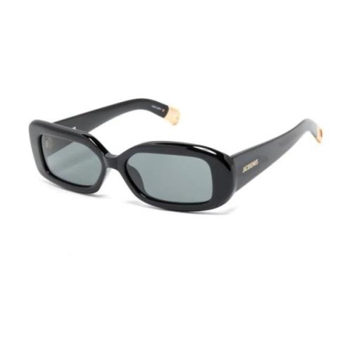 Jacquemus Runda Fyrkantiga Solglasögon Svart Blank Black, Unisex