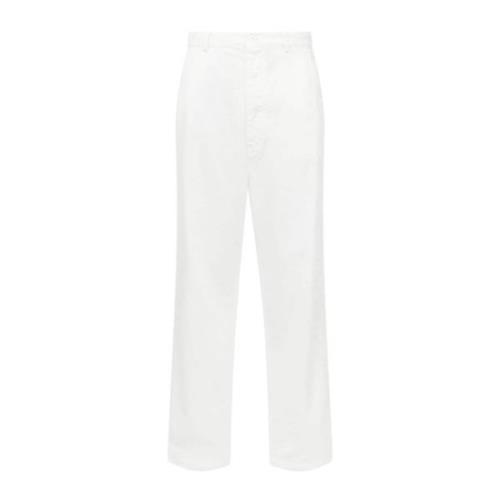 MM6 Maison Margiela Bull Cotton Straight Leg Trousers White, Herr