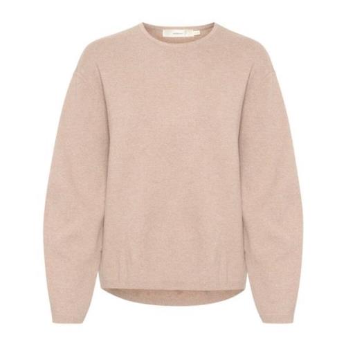 InWear Mjuk Stickad Pullover Sandy Grey Melange Beige, Dam