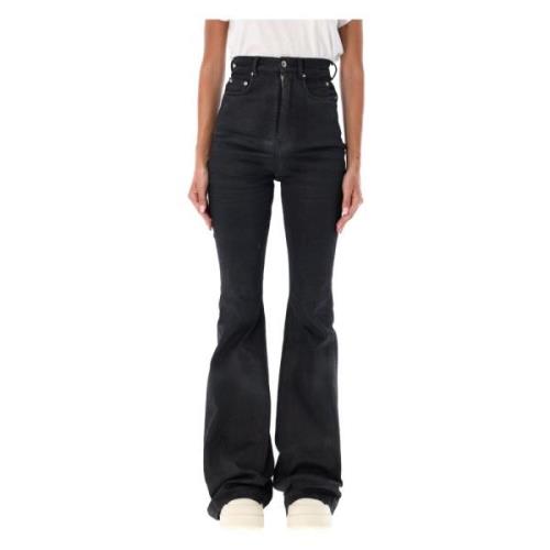 Rick Owens Svarta Bootcut Jeans Aw24 Black, Dam