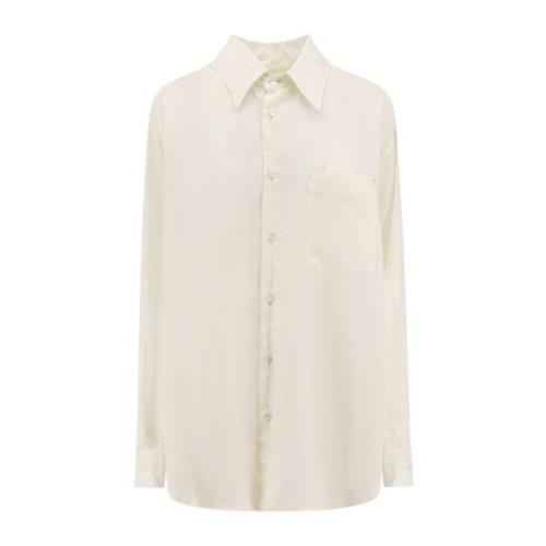 Lemaire Oversize Lyocell Skjorta med Spetskrage White, Dam