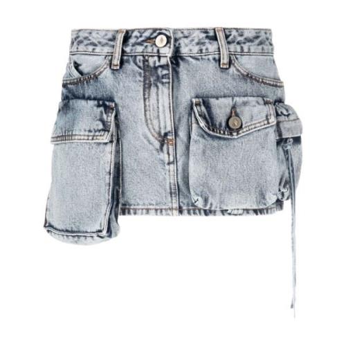 The Attico Fay Denim Minikjol Blue, Dam