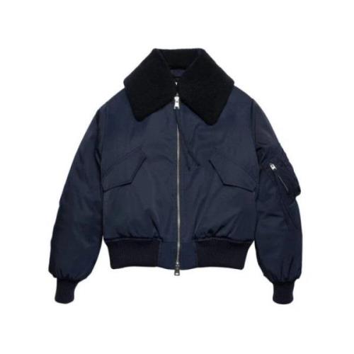 Ami Paris Shearling Krage Navy Bomber Jacka Blue, Herr