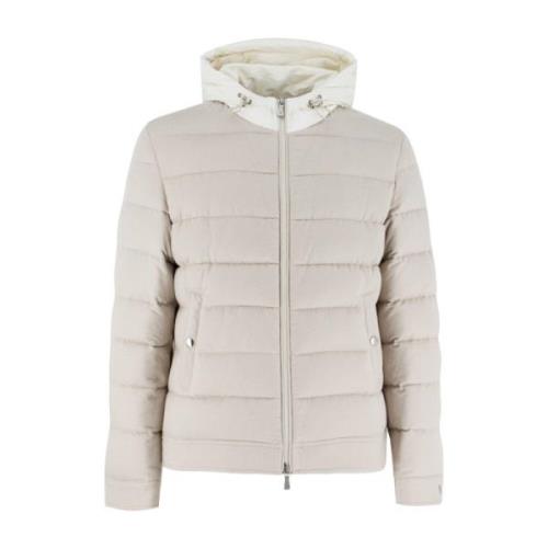 Eleventy Ultralight Down Jacket with High Collar Beige, Herr