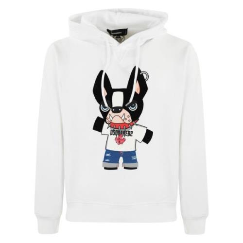 Dsquared2 Vit Hoodie i Bomull White, Herr