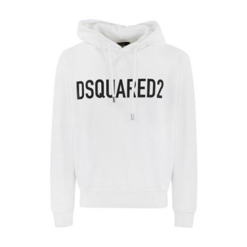 Dsquared2 Vit Huvtröja i Bomull White, Herr