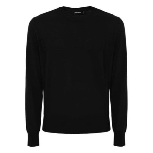 Dsquared2 Svart Logotröja Ull Pullover Black, Herr