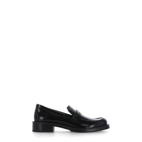 Stuart Weitzman Svarta Eco Läder Loafers Fyrkantig Tå Black, Dam