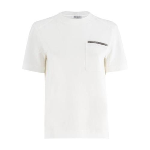 Brunello Cucinelli Bomull Jersey Crew Neck T-shirt White, Dam