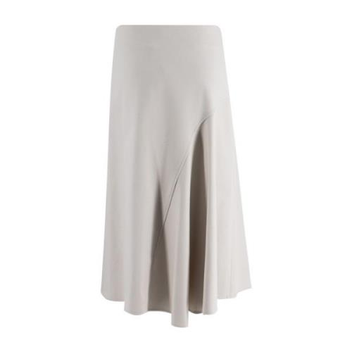 Brunello Cucinelli Elegant Flared Midi Skirt White, Dam