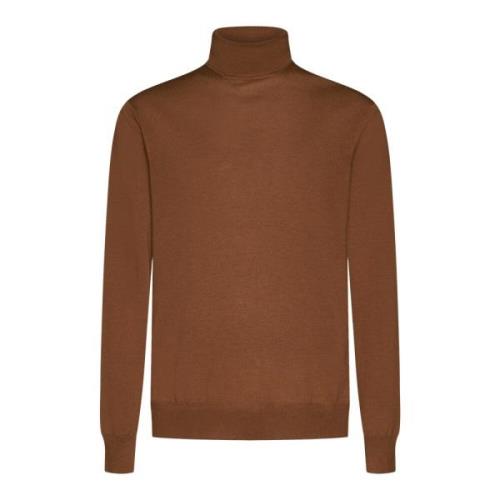 D4.0 Brun Ull Rullkrage Jumper Brown, Herr