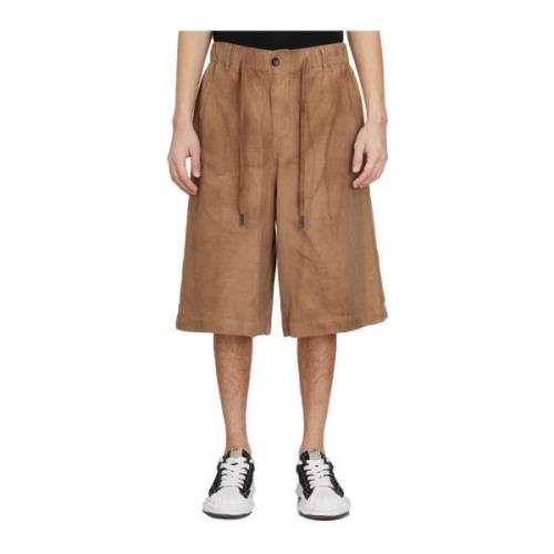 Andrea Ya’aqov Viskos Linne Bermuda Shorts Beige, Herr