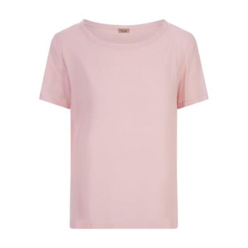 Her Shirt Silke Rosa T-shirt med Rund Hals Pink, Dam