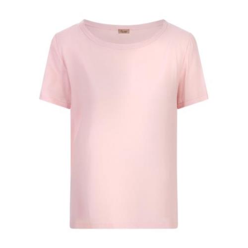 Her Shirt Silke Rosa T-shirt med Rund Hals Pink, Dam