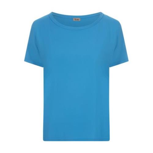 Her Shirt Silkesblå T-shirt med Rund Hals Blue, Dam