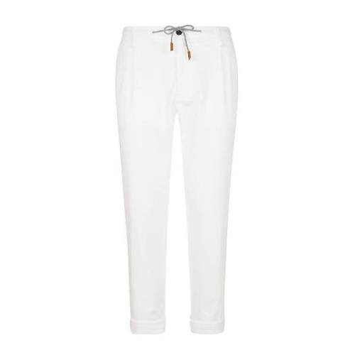 Eleventy Stretch bomull jogger byxor White, Herr