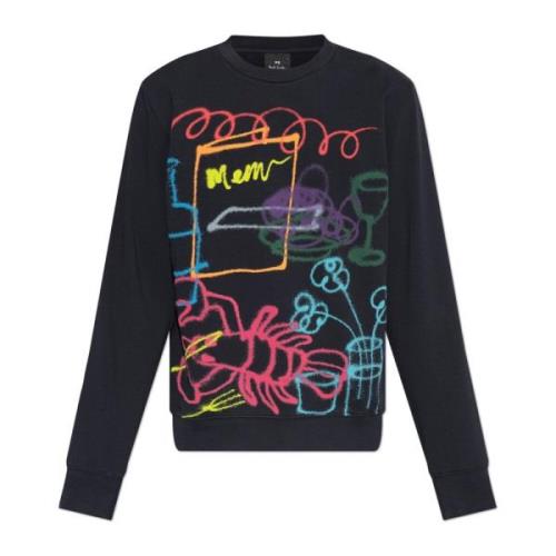 PS By Paul Smith Sweatshirt med Tryck Black, Herr