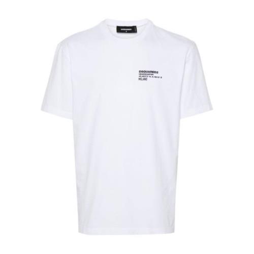 Dsquared2 Bomull Jersey Crew Neck Logo T-Shirt White, Herr