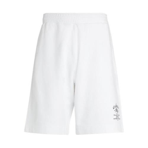 Givenchy Bomull Bermuda Shorts med Logo Print White, Herr