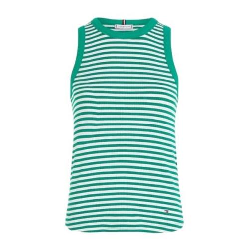 Tommy Hilfiger Randig Ribbad Tanktop för Kvinnor Green, Dam