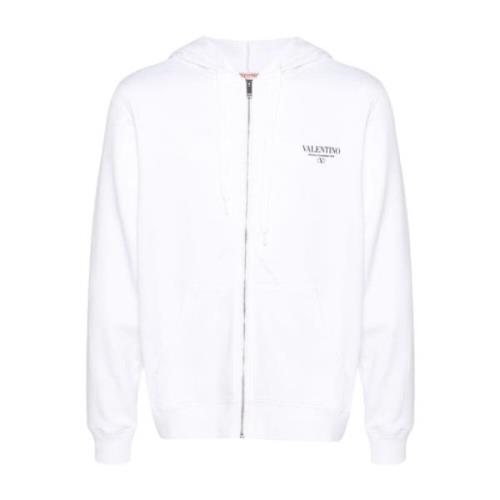 Valentino Garavani Vit Logo Print Huvtröja White, Herr