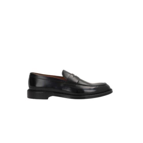 Doucal's Svart läder penny loafer skor Black, Herr