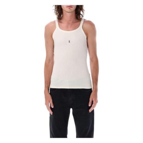 Saint Laurent Vit Logo Tanktop Aw23 White, Herr