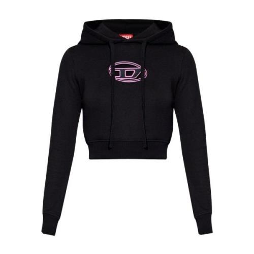 Diesel Tvåtonad cropped hoodie med logotyp Black, Dam