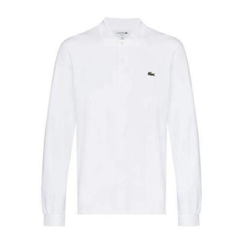 Lacoste Vit Polo Skjorta med Krokodil Logotyp White, Herr