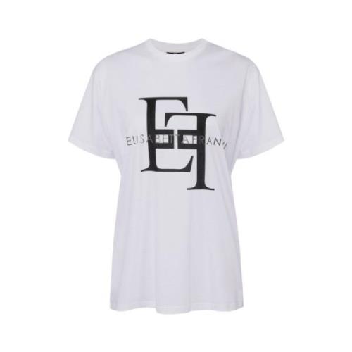 Elisabetta Franchi Logo T-Shirt - Avslappnad Stil White, Dam