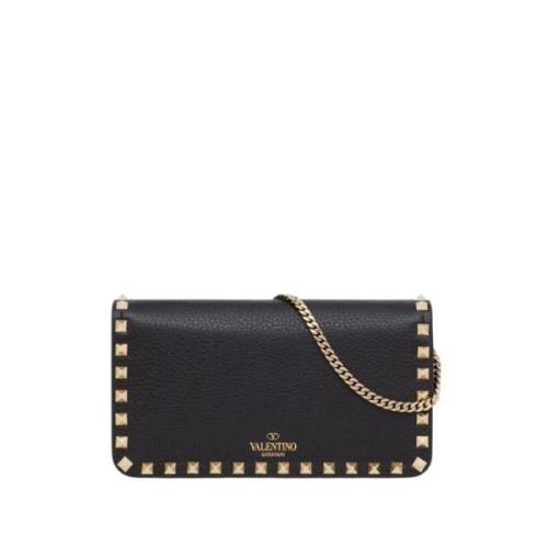 Valentino Garavani Svart Studded Chain Wallet Väska Black, Dam