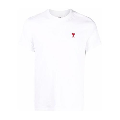 Ami Paris Hjärtlogo Vit Bomull T-shirt White, Herr