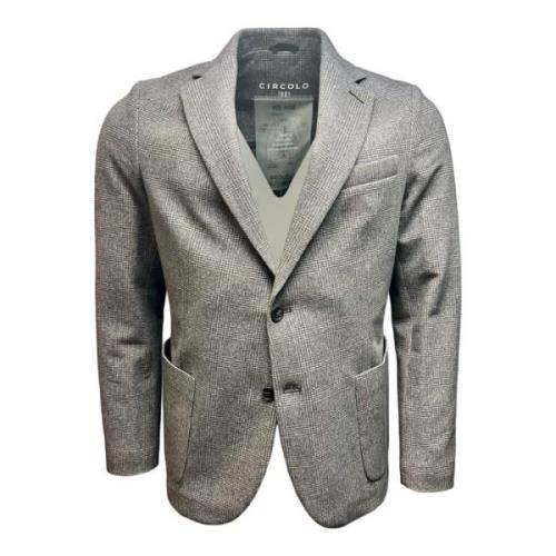 Circolo 1901 Grå Glencheck Flanell Jersey Blazer Gray, Herr