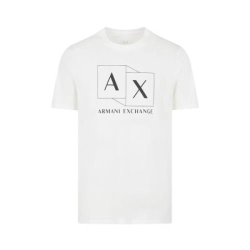 Armani Exchange Logo T-Shirt - Stiligt Vardagsplagg White, Herr