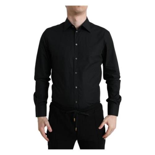 Dolce & Gabbana Lyxig Svart Slim Fit Skjorta Black, Herr