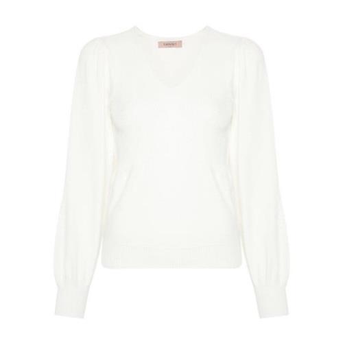 Twinset Perforerade V-ringade Sweaters White, Dam