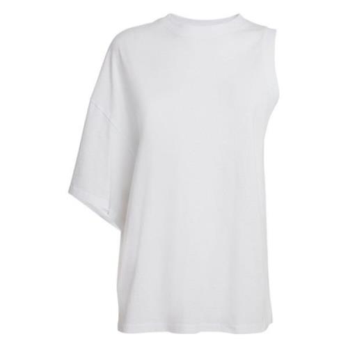 A.w.a.k.e. Mode Draped Ärm Bomull Tee White, Dam