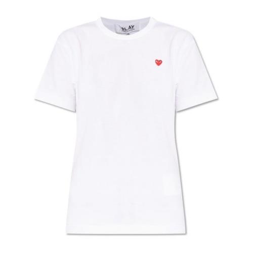 Comme des Garçons Play T-shirt med logopatch White, Dam