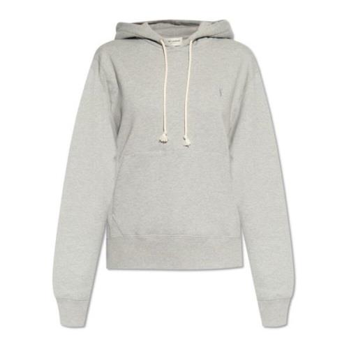 Saint Laurent Hoodie med logotyp Gray, Dam