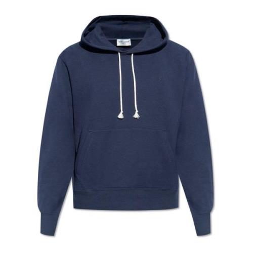 Saint Laurent Hoodie med logotyp Blue, Herr