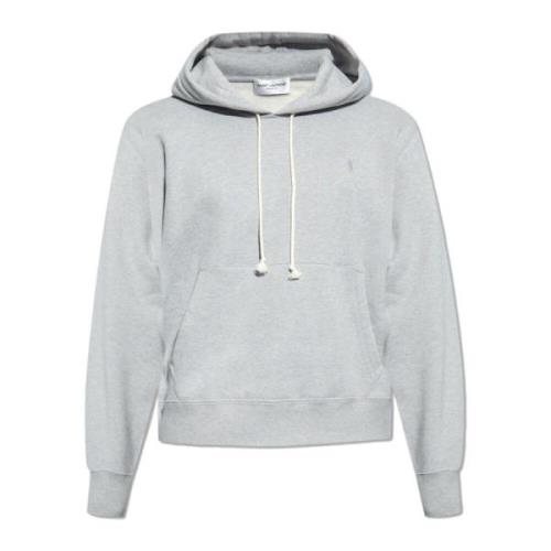 Saint Laurent Hoodie med logotyp Gray, Herr