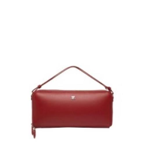 Courrèges Cloud Läder Baguette Väska i Groseille Fonce Red, Dam