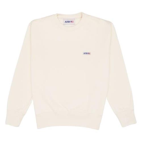 Autry Bomull crewneck sweatshirt med logo patch White, Herr