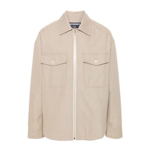 Jacquemus Beige Canvas Box-Pleat Jacket Beige, Herr