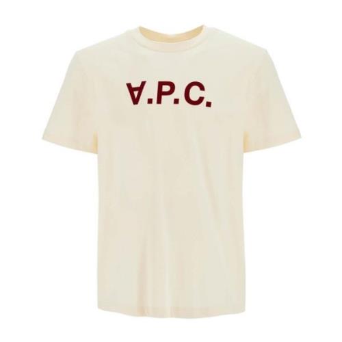 A.p.c. Flocked Logo Crewneck T-Shirt White, Herr