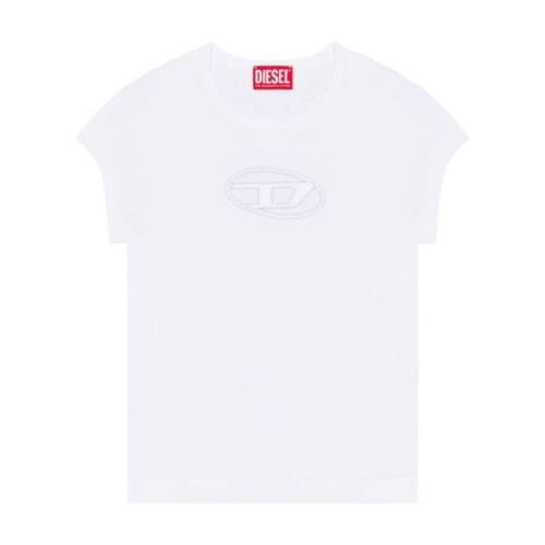 Diesel T-shirt med utsnitt och logopatch White, Dam