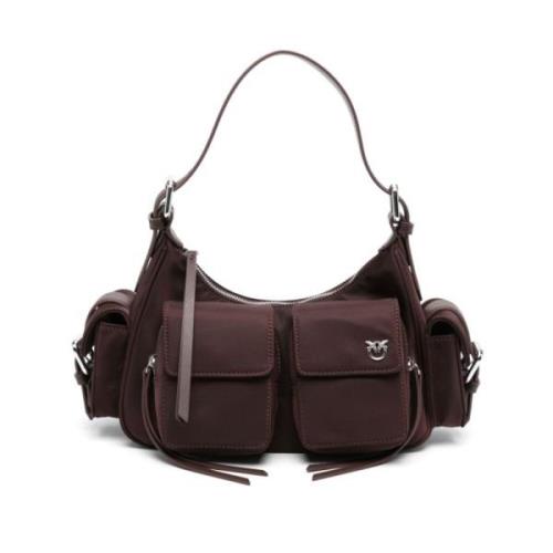 Pinko Brun Nylon Axelväska Brown, Dam