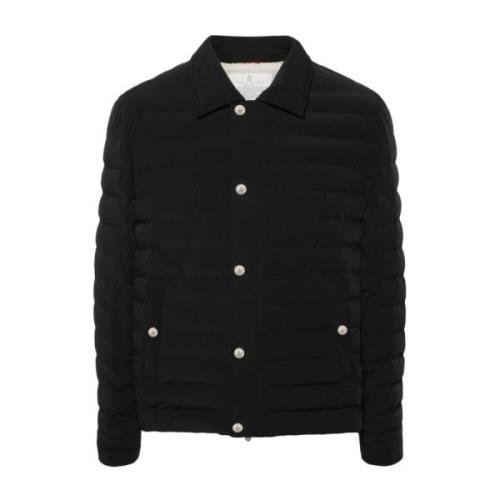 Brunello Cucinelli Svart Quiltad Vadderad Kappa Black, Herr