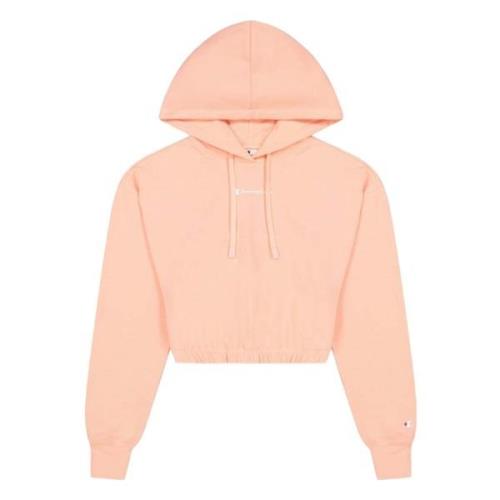 Champion Cropped Small Script Logo Hodie Hoodie Pink, Dam