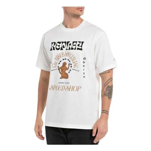 Replay T-shirt White, Herr